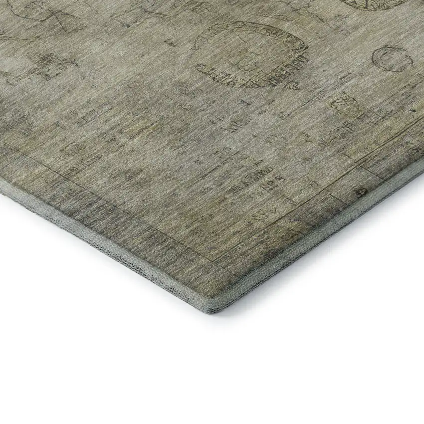 Taupe And Beige Oriental Washable Area Rug With UV Protection Photo 7