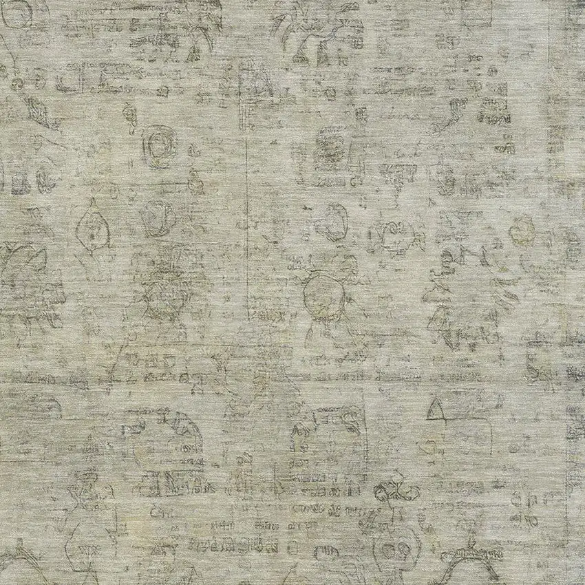 Taupe And Beige Oriental Washable Area Rug With UV Protection Photo 2