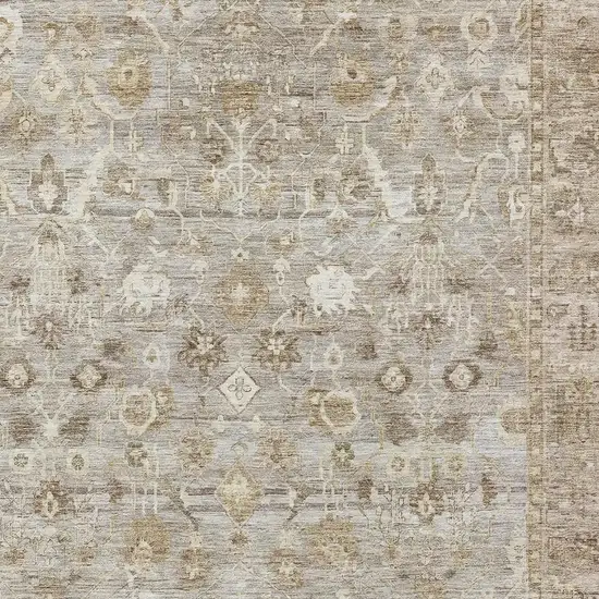 Taupe And Beige Oriental Washable Area Rug With UV Protection Photo 2