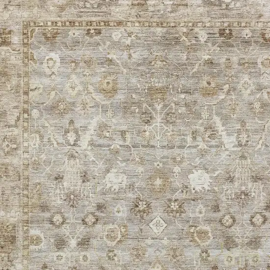 Taupe And Beige Oriental Washable Area Rug With UV Protection Photo 2