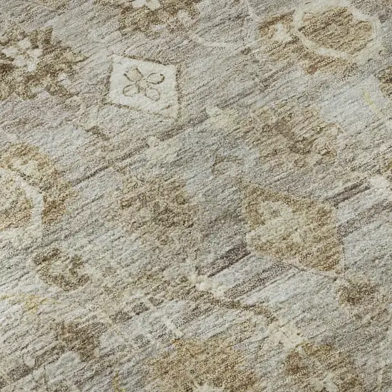 Taupe And Beige Oriental Washable Area Rug With UV Protection Photo 9