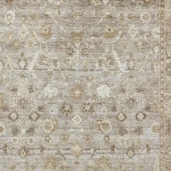 Taupe And Beige Oriental Washable Area Rug With UV Protection Photo 2