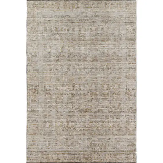 Taupe And Beige Oriental Washable Area Rug With UV Protection Photo 1