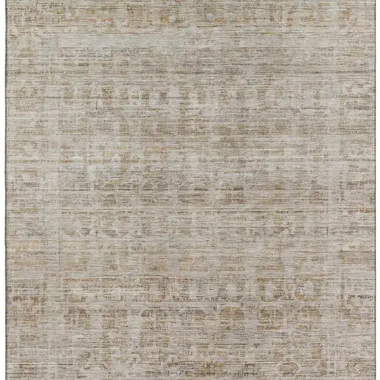 Taupe And Beige Oriental Washable Area Rug With UV Protection Photo 2
