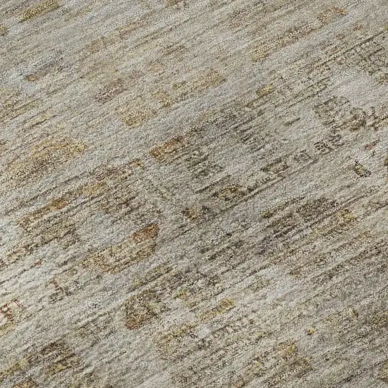 Taupe And Beige Oriental Washable Area Rug With UV Protection Photo 9