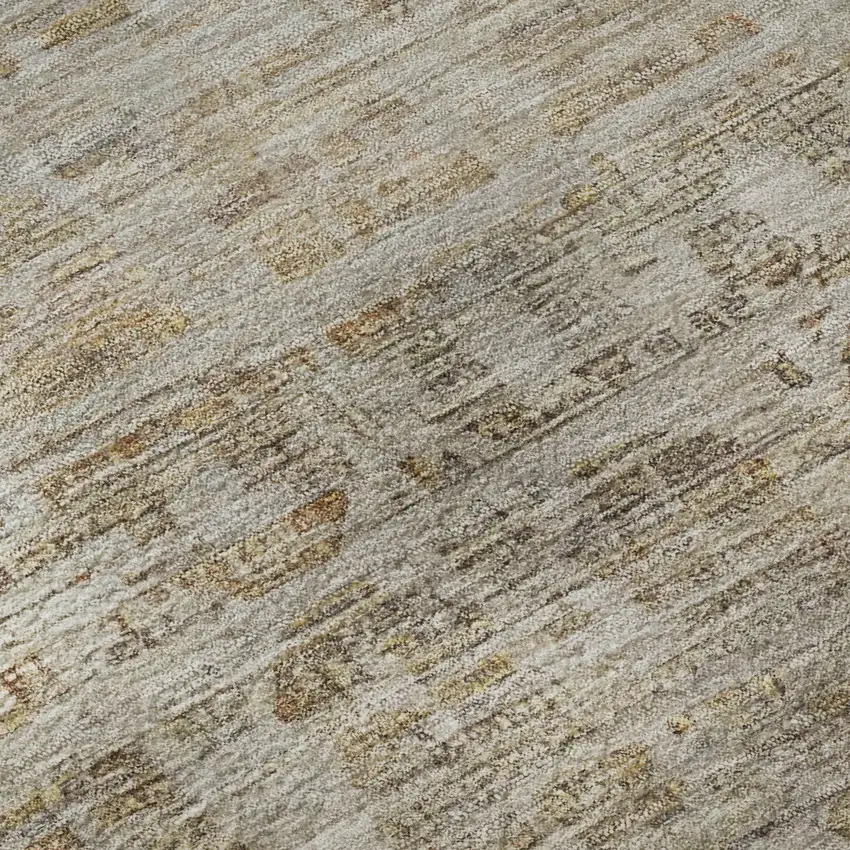 Taupe And Beige Oriental Washable Area Rug With UV Protection Photo 9