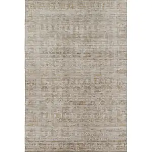 Photo of Taupe And Beige Oriental Washable Area Rug With UV Protection