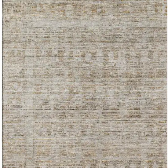 Taupe And Beige Oriental Washable Area Rug With UV Protection Photo 2