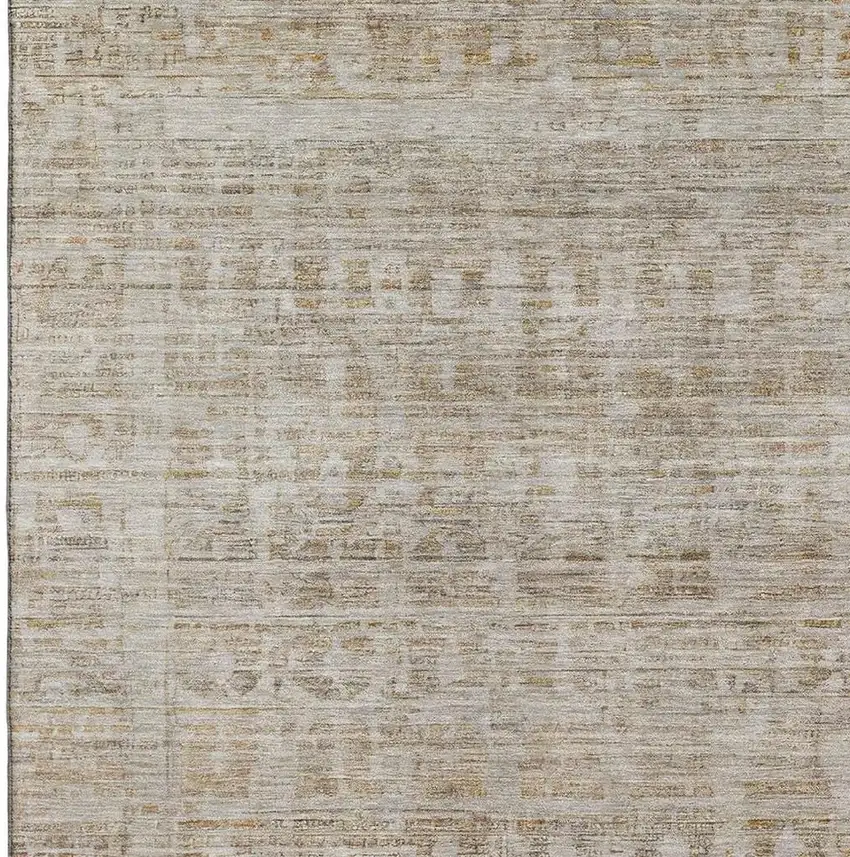 Taupe And Beige Oriental Washable Area Rug With UV Protection Photo 2