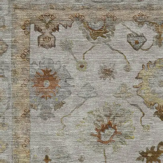 Taupe And Beige Oriental Washable Area Rug With UV Protection Photo 3