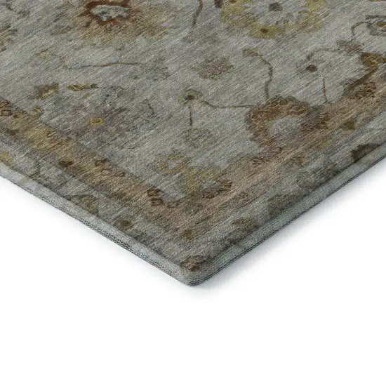 Taupe And Beige Oriental Washable Area Rug With UV Protection Photo 7
