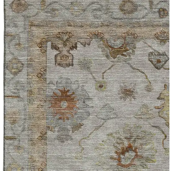 Taupe And Beige Oriental Washable Area Rug With UV Protection Photo 3