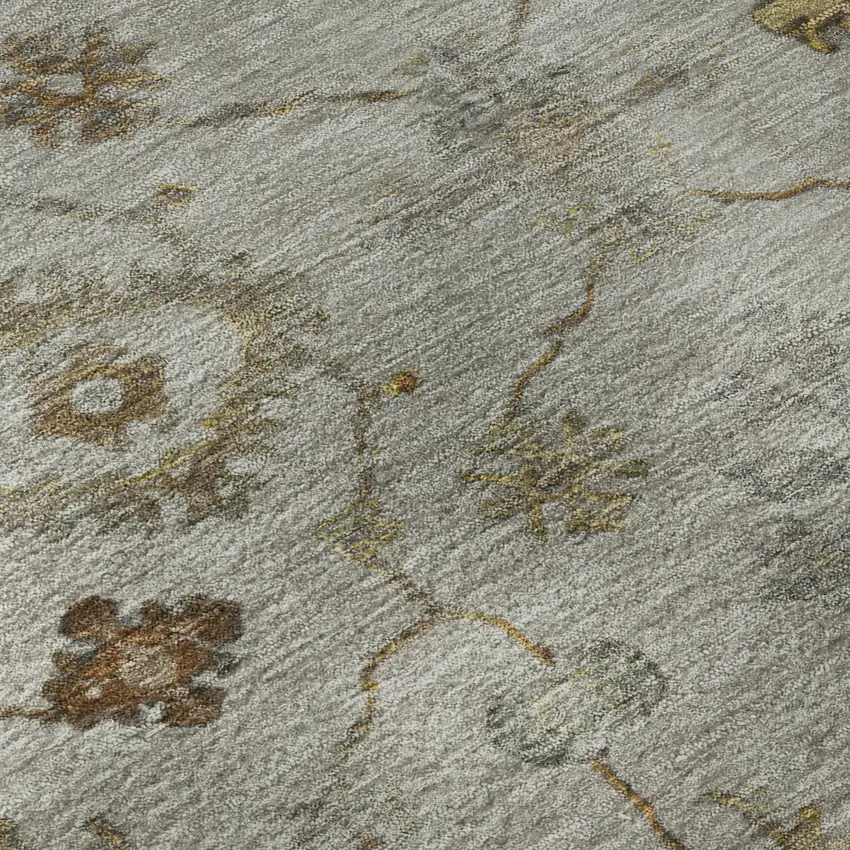 Taupe And Beige Oriental Washable Area Rug With UV Protection Photo 8