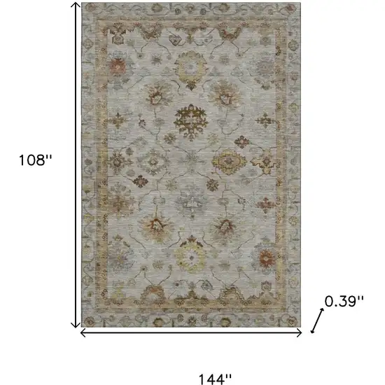 Taupe And Beige Oriental Washable Area Rug With UV Protection Photo 9