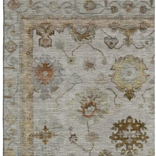 Taupe And Beige Oriental Washable Area Rug With UV Protection Photo 4