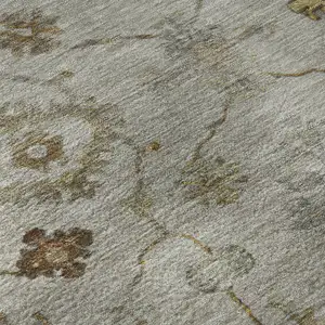 Photo of Taupe And Beige Oriental Washable Area Rug With UV Protection