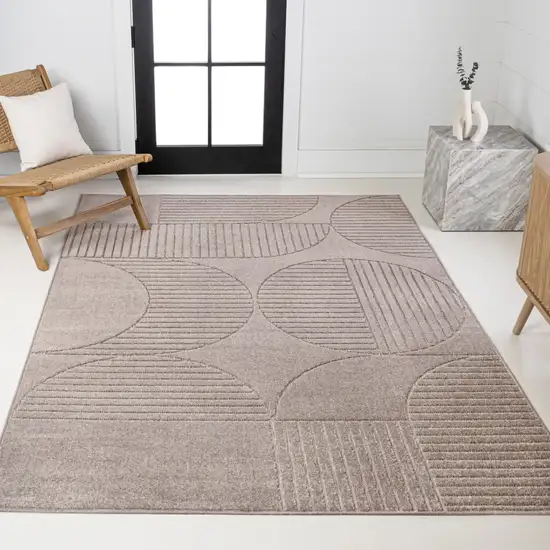 Taupe And Beige Striped Indoor Outdoor Area Rug Photo 6