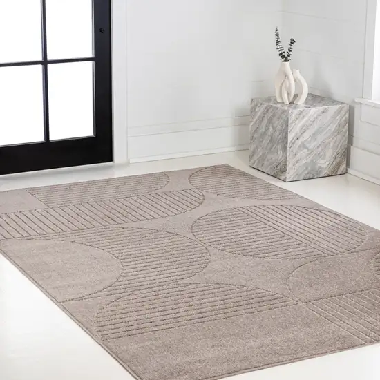 Taupe And Beige Striped Indoor Outdoor Area Rug Photo 7