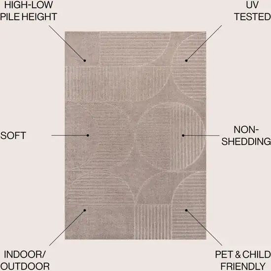 Taupe And Beige Striped Indoor Outdoor Area Rug Photo 9