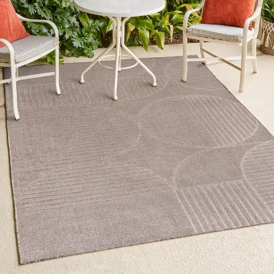 Taupe And Beige Striped Indoor Outdoor Area Rug Photo 8