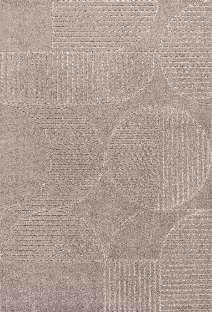 Taupe And Beige Striped Indoor Outdoor Area Rug Photo 1