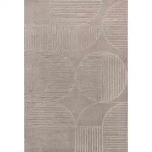 Photo of Taupe And Beige Striped Indoor Outdoor Area Rug