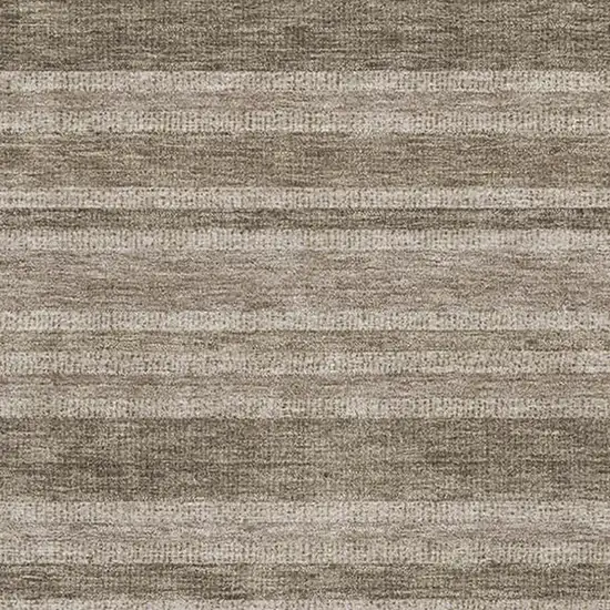 Taupe And Beige Striped Washable Area Rug With UV Protection Photo 2