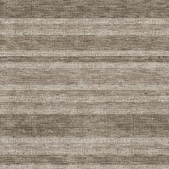 Taupe And Beige Striped Washable Area Rug With UV Protection Photo 2