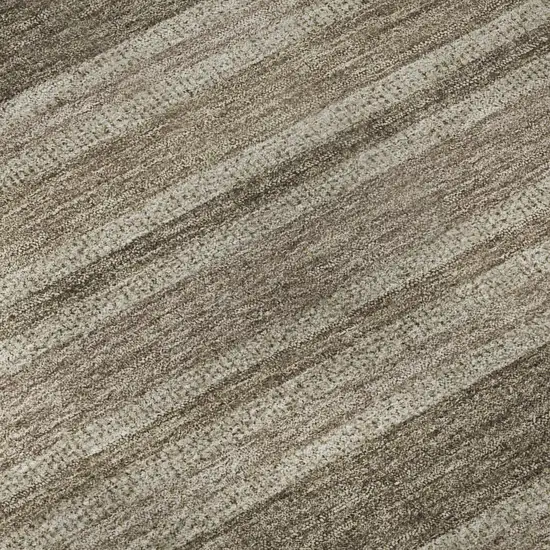 Taupe And Beige Striped Washable Area Rug With UV Protection Photo 9