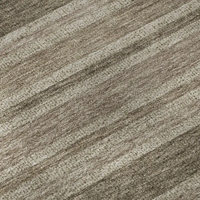 Taupe And Beige Striped Washable Area Rug With UV Protection Photo 9
