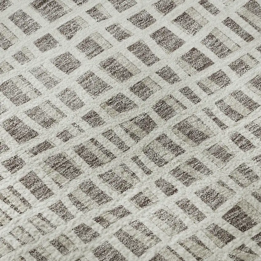 Taupe And Beige Striped Washable Area Rug With UV Protection Photo 9