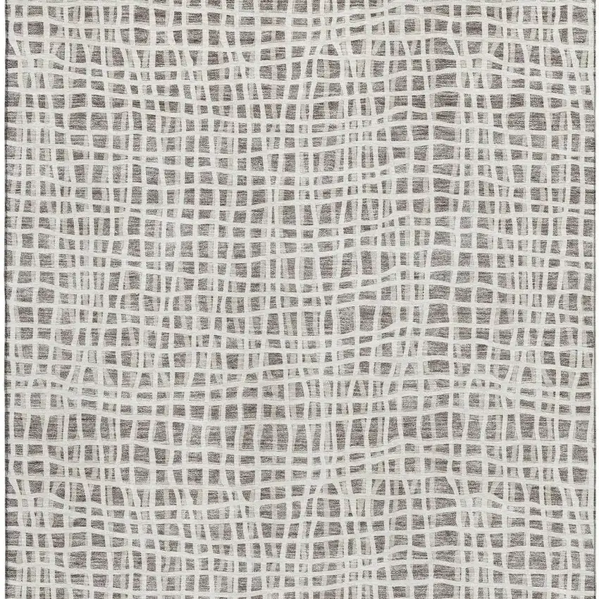 Taupe And Beige Striped Washable Area Rug With UV Protection Photo 4