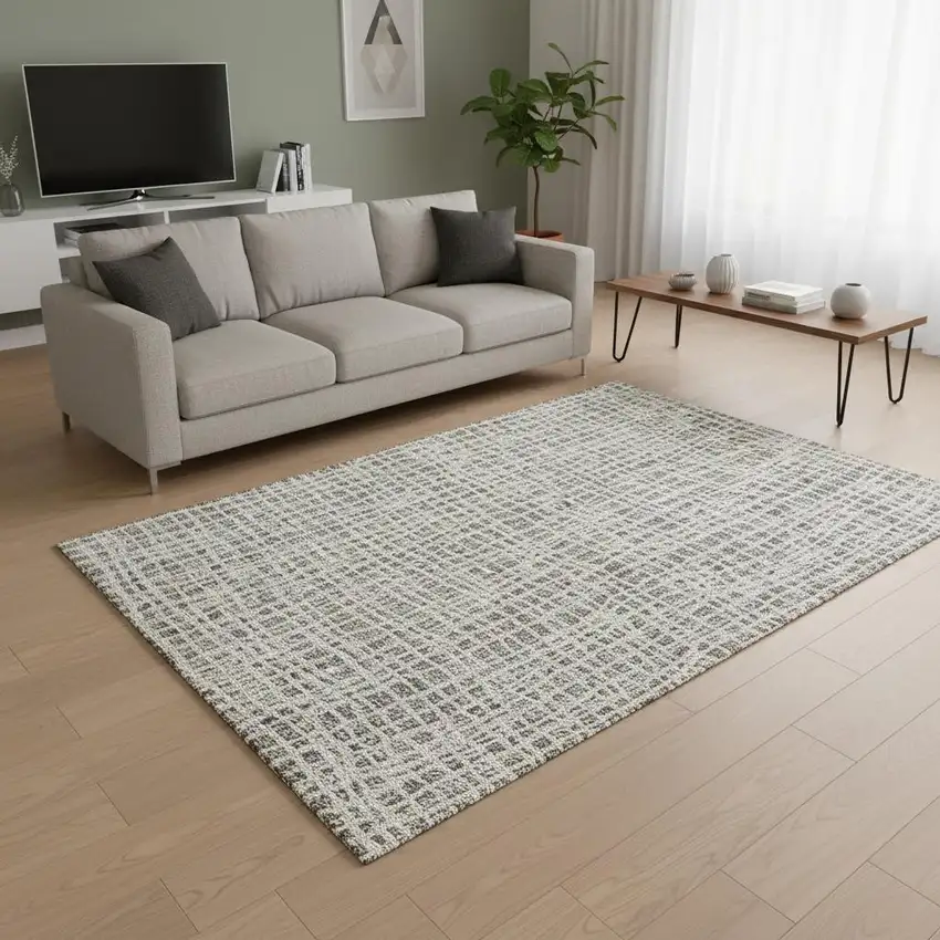 Taupe And Beige Striped Washable Area Rug With UV Protection Photo 2