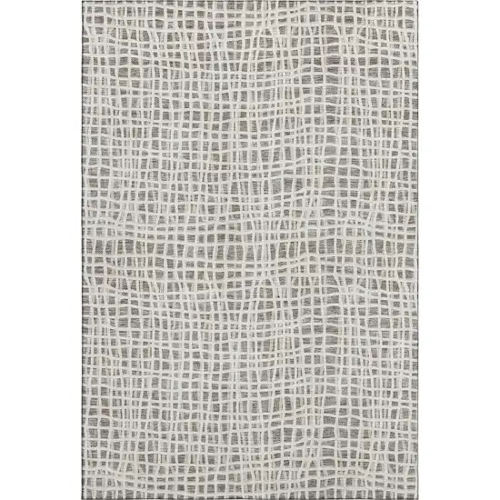 Taupe And Beige Striped Washable Area Rug With UV Protection Photo 1