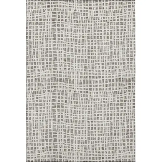 Taupe And Beige Striped Washable Area Rug With UV Protection Photo 4