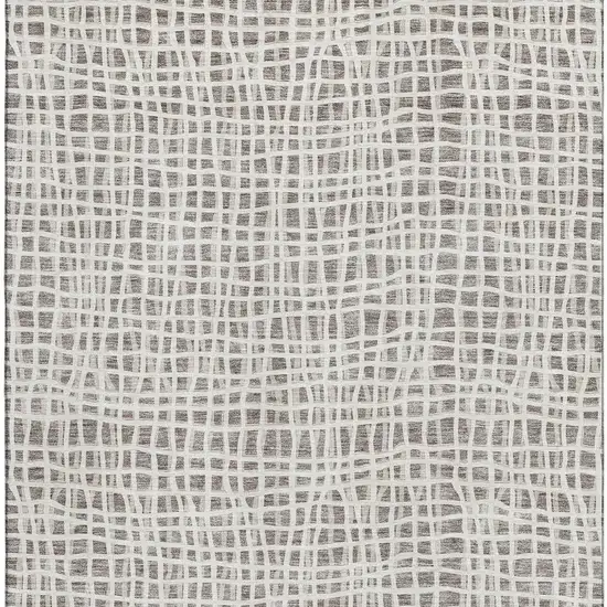 Taupe And Beige Striped Washable Area Rug With UV Protection Photo 3