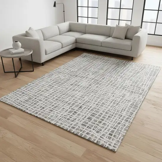 Taupe And Beige Striped Washable Area Rug With UV Protection Photo 2