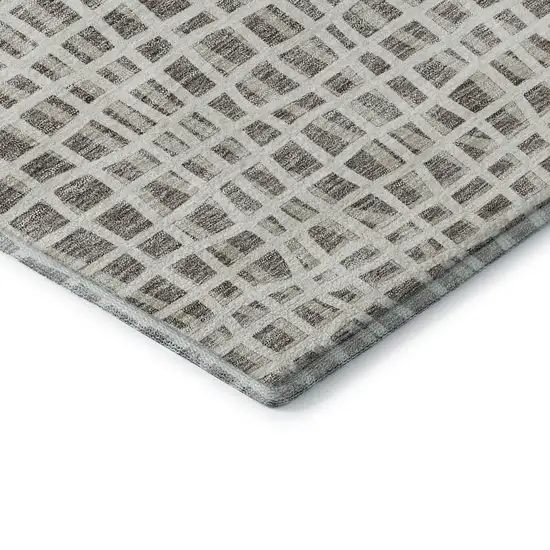 Taupe And Beige Striped Washable Area Rug With UV Protection Photo 8