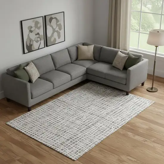 Taupe And Beige Striped Washable Area Rug With UV Protection Photo 1