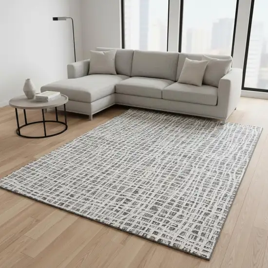 Taupe And Beige Striped Washable Area Rug With UV Protection Photo 2