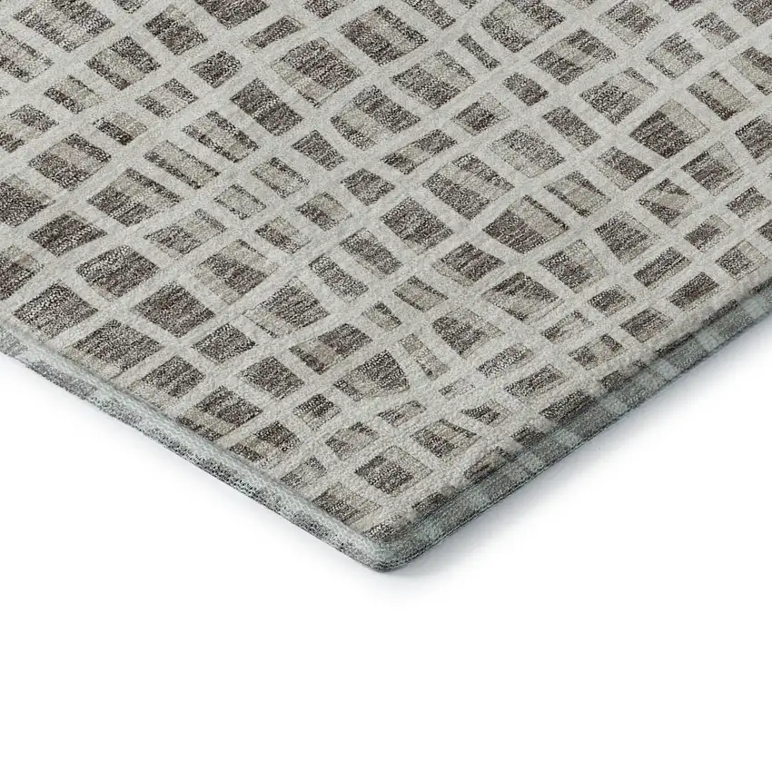 Taupe And Beige Striped Washable Area Rug With UV Protection Photo 8