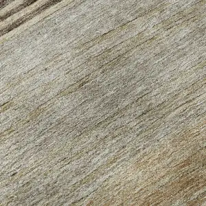 Photo of Taupe And Beige Striped Washable Area Rug With UV Protection