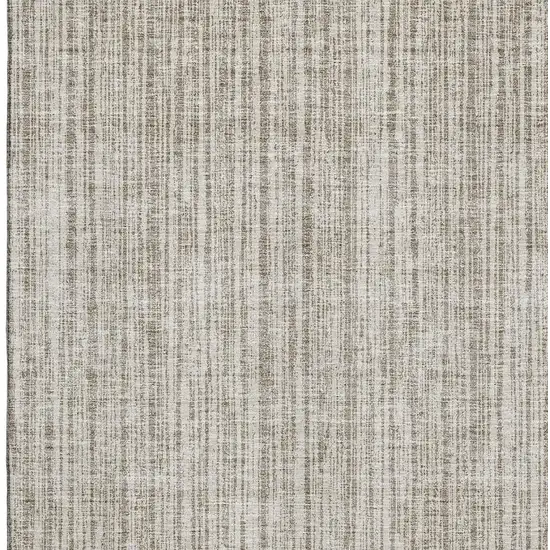 Taupe And Beige Striped Washable Area Rug With UV Protection Photo 3