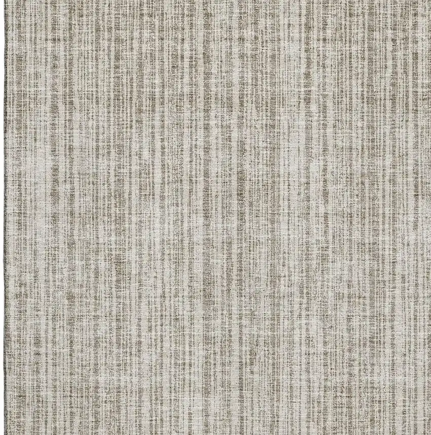 Taupe And Beige Striped Washable Area Rug With UV Protection Photo 3