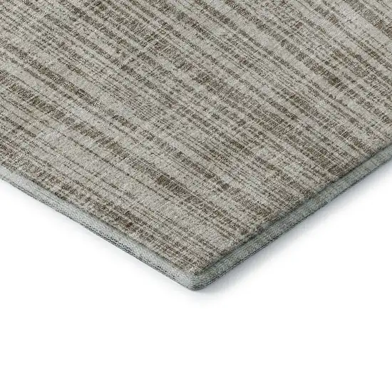 Taupe And Beige Striped Washable Area Rug With UV Protection Photo 8