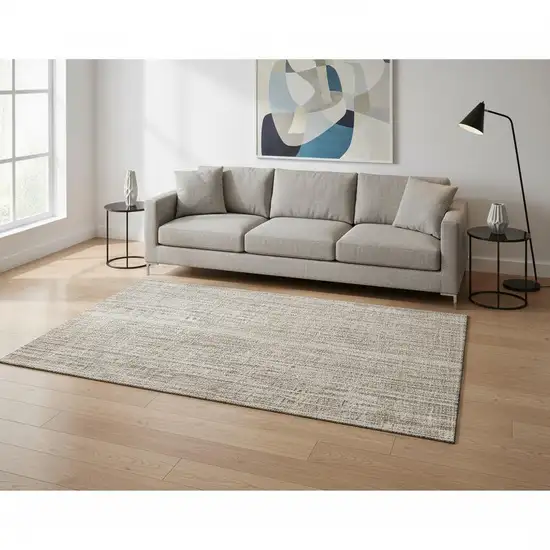 Taupe And Beige Striped Washable Area Rug With UV Protection Photo 2