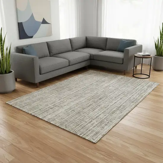 Taupe And Beige Striped Washable Area Rug With UV Protection Photo 2