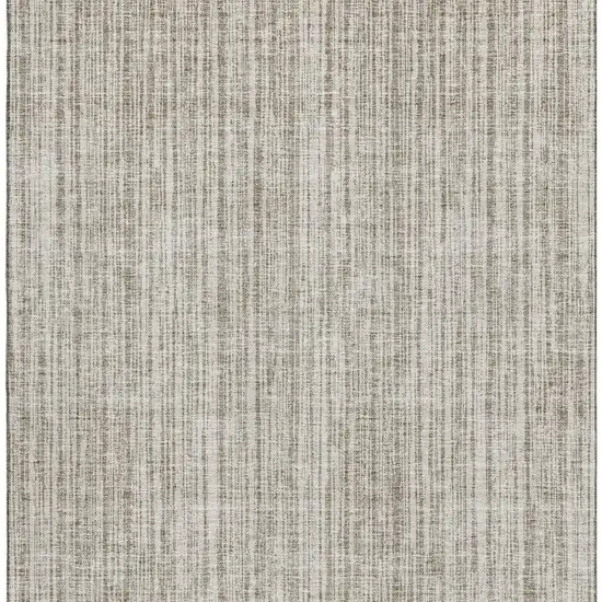 Taupe And Beige Striped Washable Area Rug With UV Protection Photo 3