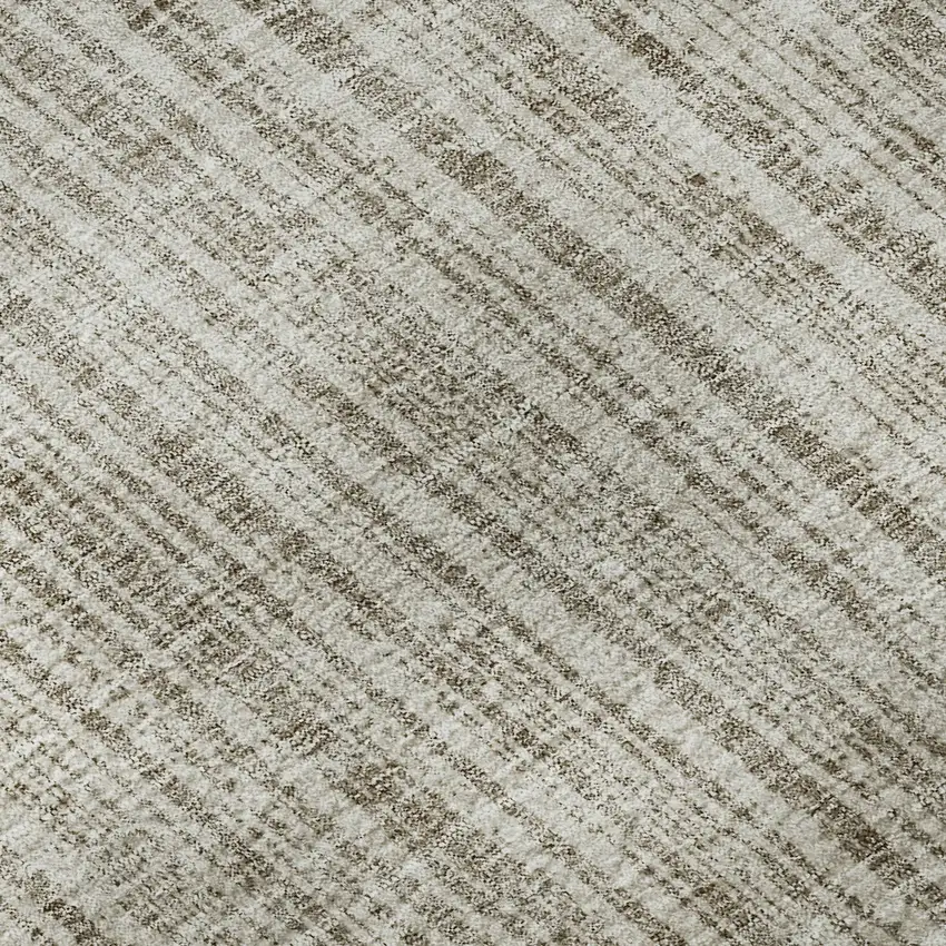 Taupe And Beige Striped Washable Area Rug With UV Protection Photo 9