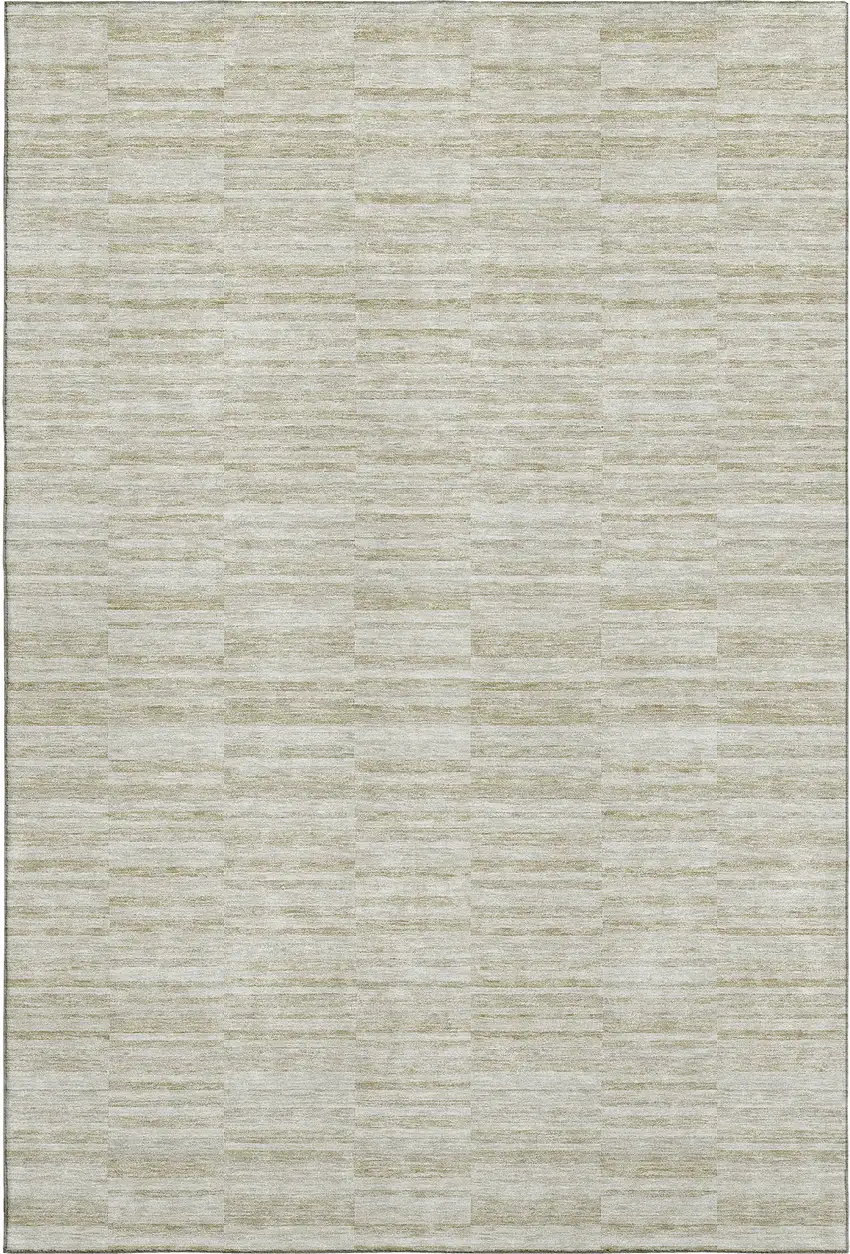 Taupe And Beige Striped Washable Area Rug With UV Protection Photo 1